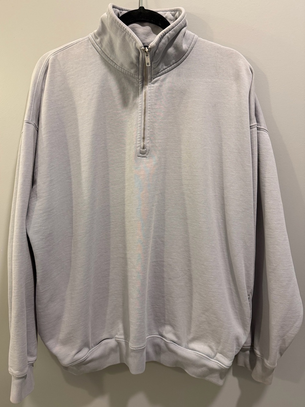 Brandy Melville Fleece Oversized Quarter Zip Pullover One Size Grey